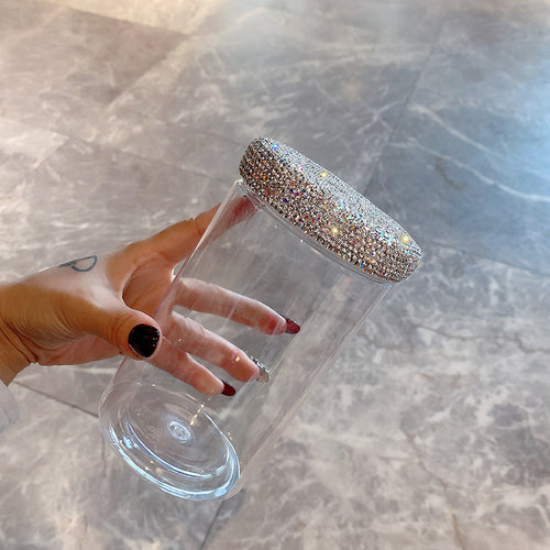 Large Sparkling Jars with Lid 750ml Rhinestone Cover Sealed Bottle Eco Friendly Snack Storage Canister Dry Herb Pipe Spice Jar