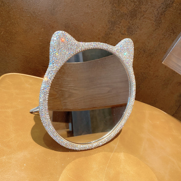 Shiny Crystal Cat Makeup Mirror