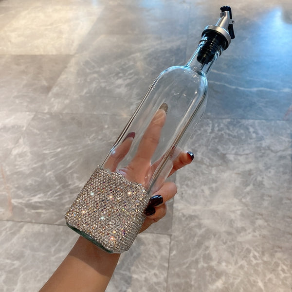Sparkling Transparent Glass Olive Oil Bottle