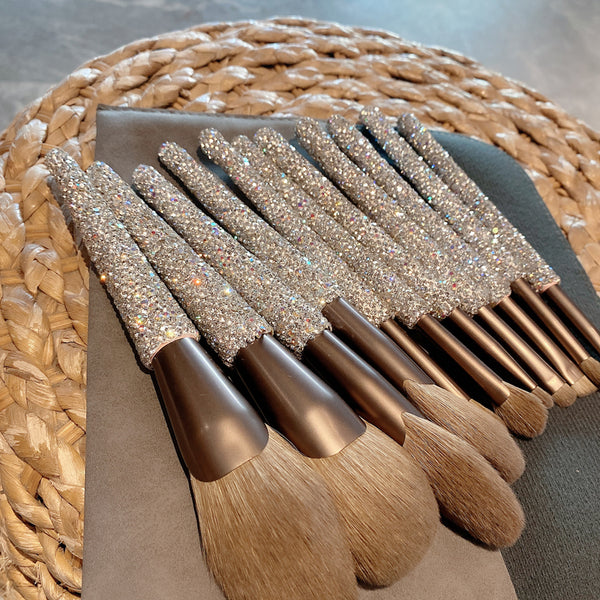 11pcs set Sparkling Rhinestones professional make up brushes