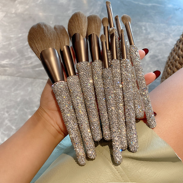 11pcs set Sparkling Rhinestones professional make up brushes