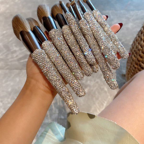 11pcs set Sparkling Rhinestones professional make up brushes