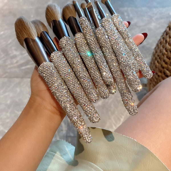 11pcs set Sparkling Rhinestones professional make up brushes