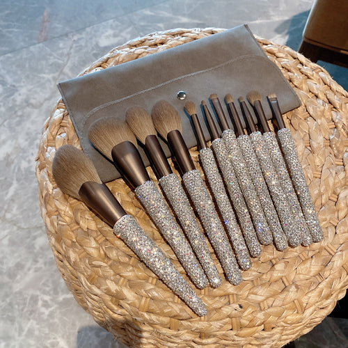 11pcs set Sparkling Rhinestones professional make up brushes