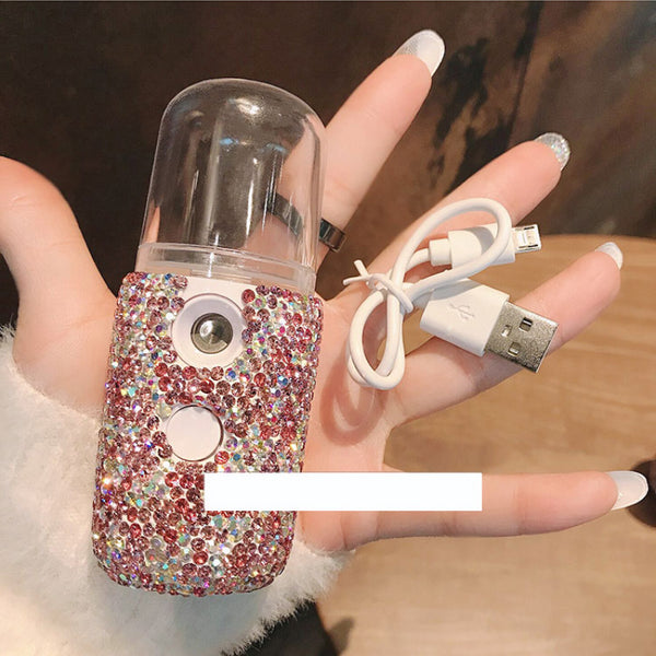 Nano Spray replenishment instrument USB charging hand held steaming face brighten diamond spray beauty moisturizing humidifier