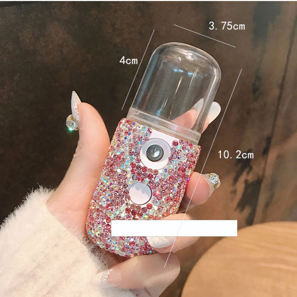 Nano Spray replenishment instrument USB charging hand held steaming face brighten diamond spray beauty moisturizing humidifier
