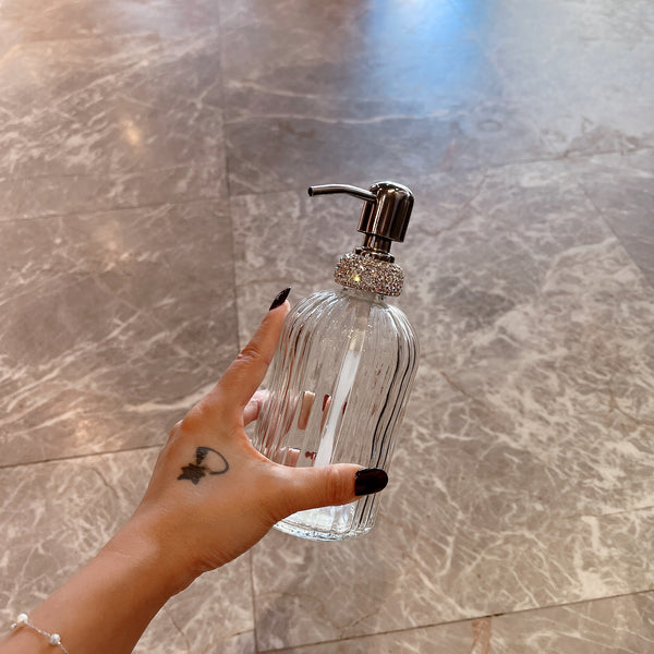 400ml Empty Bottle Shampoo Shower Gel Glass Container Diamond White Bottling Liquid Soap Dispenser Hand Sanitizer Jar with Lid