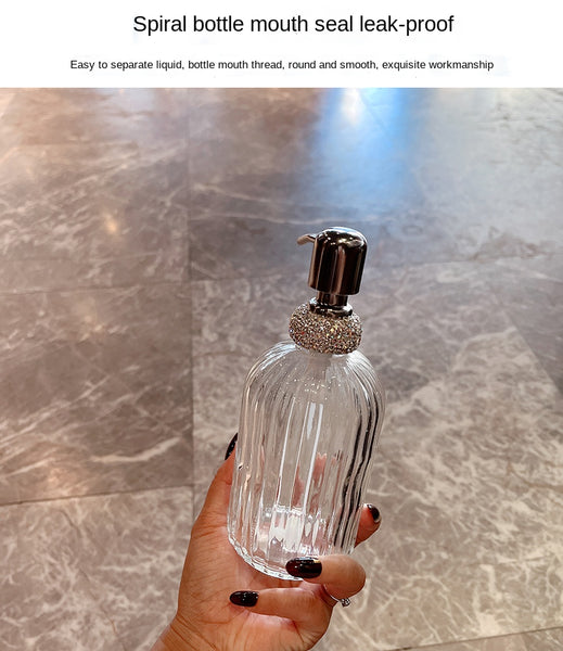 400ml Empty Bottle Shampoo Shower Gel Glass Container Diamond White Bottling Liquid Soap Dispenser Hand Sanitizer Jar with Lid