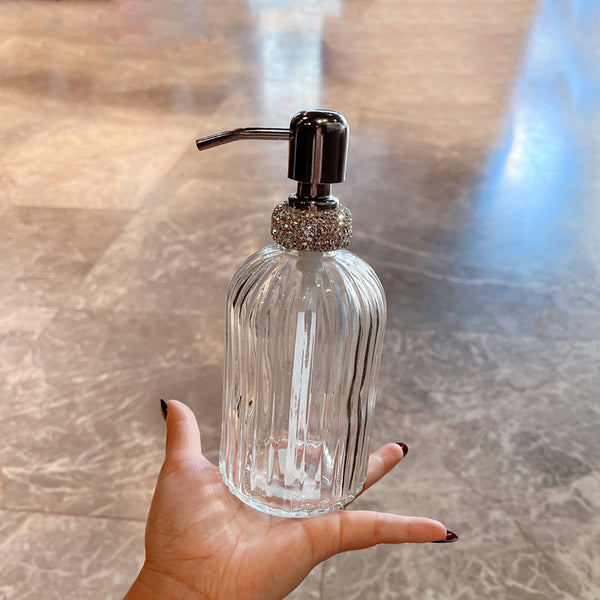 400ml Empty Bottle Shampoo Shower Gel Glass Container Diamond White Bottling Liquid Soap Dispenser Hand Sanitizer Jar with Lid