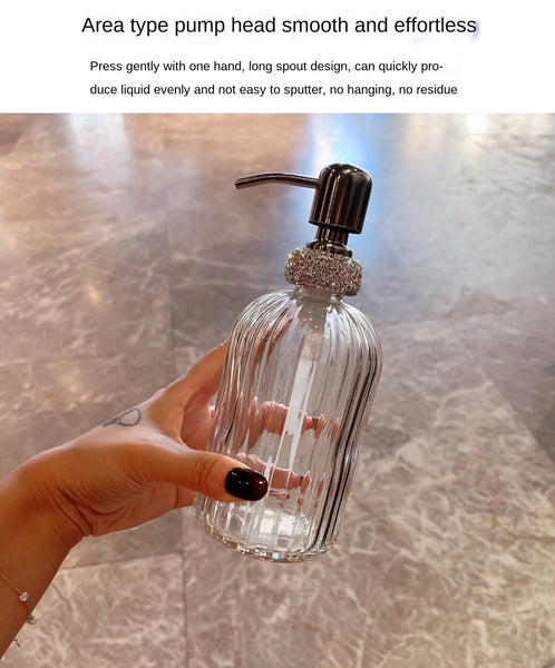 400ml Empty Bottle Shampoo Shower Gel Glass Container Diamond White Bottling Liquid Soap Dispenser Hand Sanitizer Jar with Lid