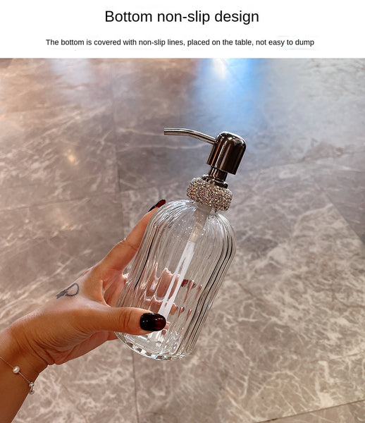 400ml Empty Bottle Shampoo Shower Gel Glass Container Diamond White Bottling Liquid Soap Dispenser Hand Sanitizer Jar with Lid