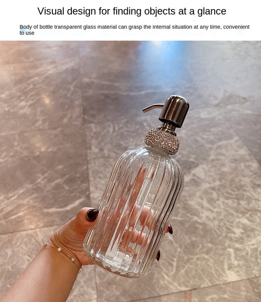 400ml Empty Bottle Shampoo Shower Gel Glass Container Diamond White Bottling Liquid Soap Dispenser Hand Sanitizer Jar with Lid