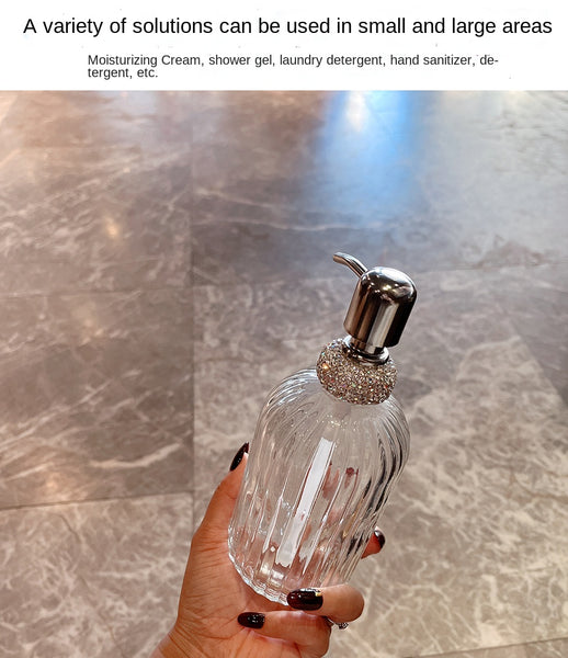 400ml Empty Bottle Shampoo Shower Gel Glass Container Diamond White Bottling Liquid Soap Dispenser Hand Sanitizer Jar with Lid