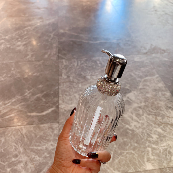 400ml Empty Bottle Shampoo Shower Gel Glass Container Diamond White Bottling Liquid Soap Dispenser Hand Sanitizer Jar with Lid