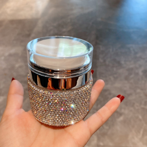 50ml Sparkling Rhinestones Refillable Bottles Packaging Vacuum Lotion Pump Jars with Lid Containers for Cosmetics Face Cream