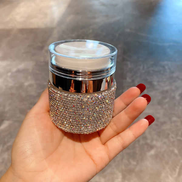 50ml Sparkling Rhinestones Refillable Bottles Packaging Vacuum Lotion Pump Jars with Lid Containers for Cosmetics Face Cream