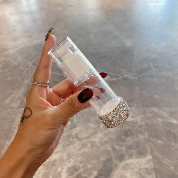 30ml Diamond Sub-bottling Vacuum Pump Bottle Push Type Portable Lotion Storage Tank Transparent Cosmetic Container Travel White