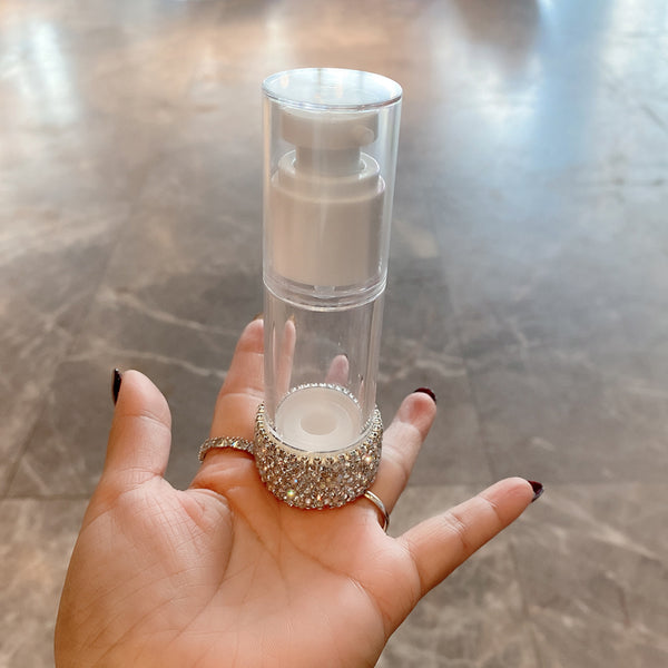 30ml Diamond Sub-bottling Vacuum Pump Bottle Push Type Portable Lotion Storage Tank Transparent Cosmetic Container Travel White