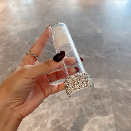 30ml Diamond Sub-bottling Vacuum Pump Bottle Push Type Portable Lotion Storage Tank Transparent Cosmetic Container Travel White