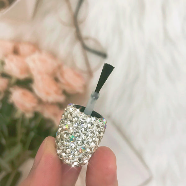 Sparkly Empty Nail Polish Bottles 5ml Glass Clear Bottle Diamond Cover Refillable Bottles with Brush