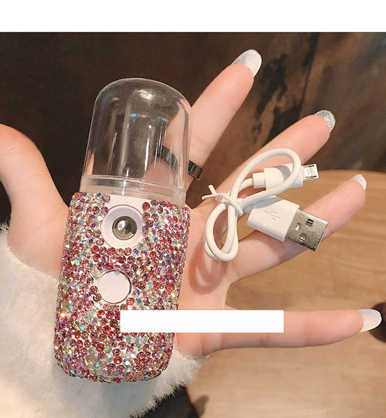 Nano Spray replenishment instrument USB charging hand held steaming face brighten diamond spray beauty moisturizing humidifier