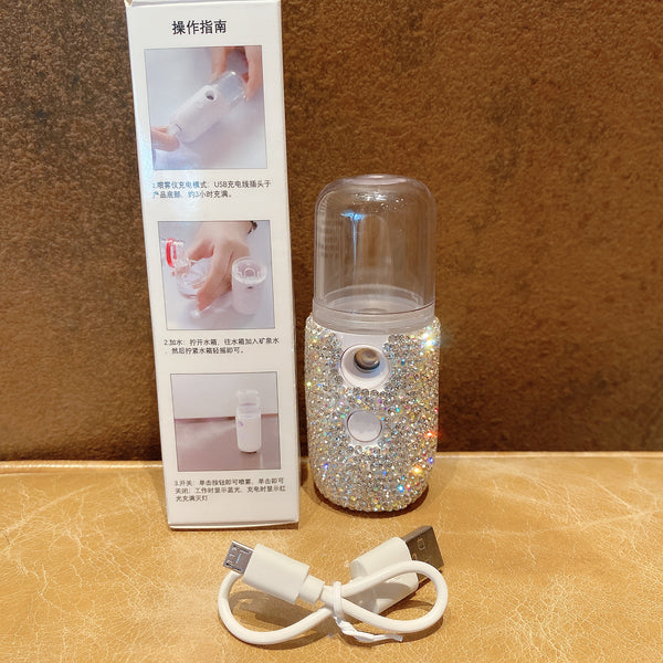 Nano Spray replenishment instrument USB charging hand held steaming face brighten diamond spray beauty moisturizing humidifier