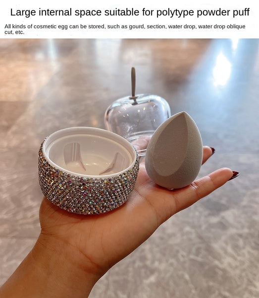 Bling Makeup Sponge Powder Puff with Mini Storage Box Beauty Cosmetic Ball Foundation Beauty Egg Bevel Cut Makeup Blender Tools