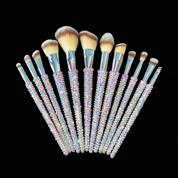 12-Piece Shiny Diamond Makeup Brush Set Professional Makeup Foundation Blush Concealer Eyeshadow Brush Accessories Beauty Tools