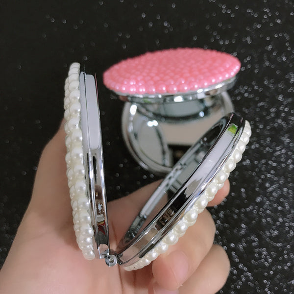 Round Double-sided Pearl Folding Mirror