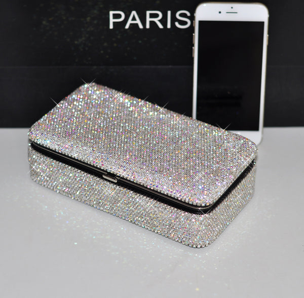 Luxury Full Diamond Jewelry Box Inlaid Rhinestones with Mirror Inside