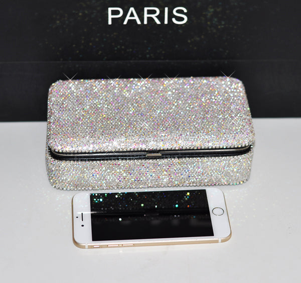 Luxury Full Diamond Jewelry Box Inlaid Rhinestones with Mirror Inside
