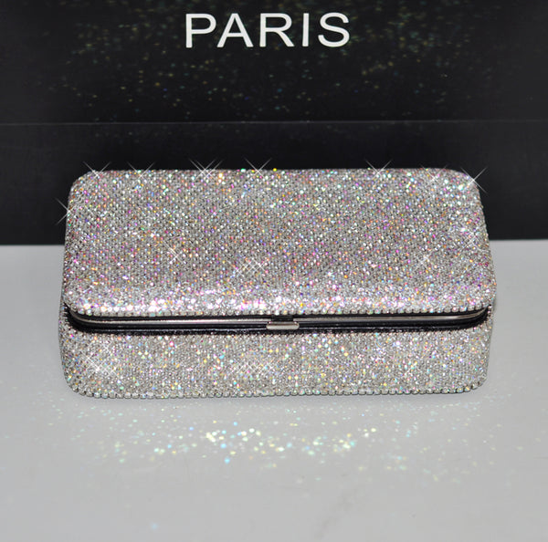 Luxury Full Diamond Jewelry Box Inlaid Rhinestones with Mirror Inside