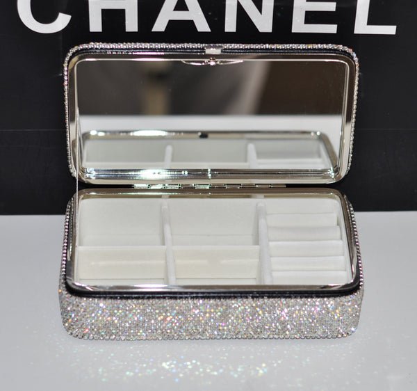 Luxury Full Diamond Jewelry Box Inlaid Rhinestones with Mirror Inside