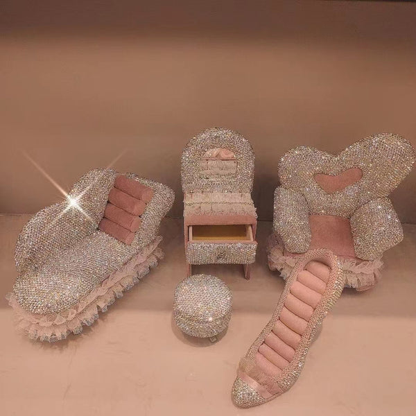Jewelry Storage Sparkling Organizer with Rhinestones